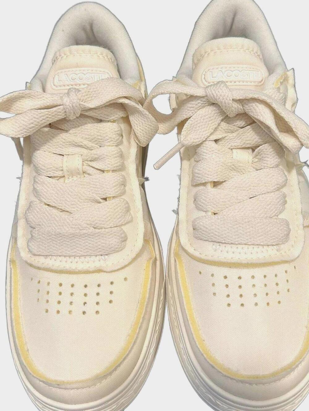 Lacoste L001 Crafted 123 1 SFA Sneakers "Cream/Off-White" Women's 6 | NEW